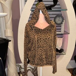 Nili Lotan Brown Leopard-Print Hooded Zip Sweatshirt